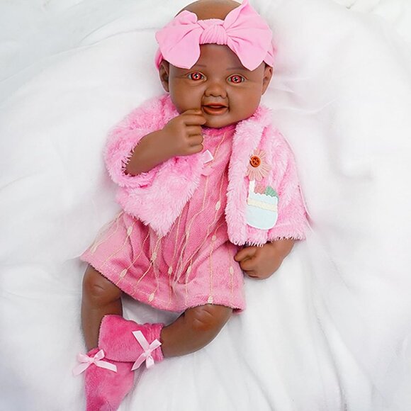 16 inch Realistic Full Body Silicone Open Eyes Newborn Caro-tan Baby Girl - Picture 1 of 6